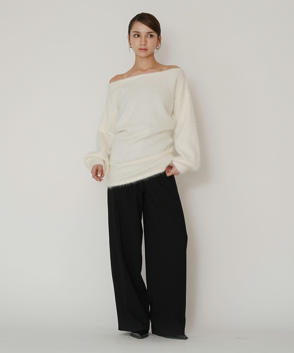 アンゴラ ファー オフショル ミニ ワンピース KINO THE KEI