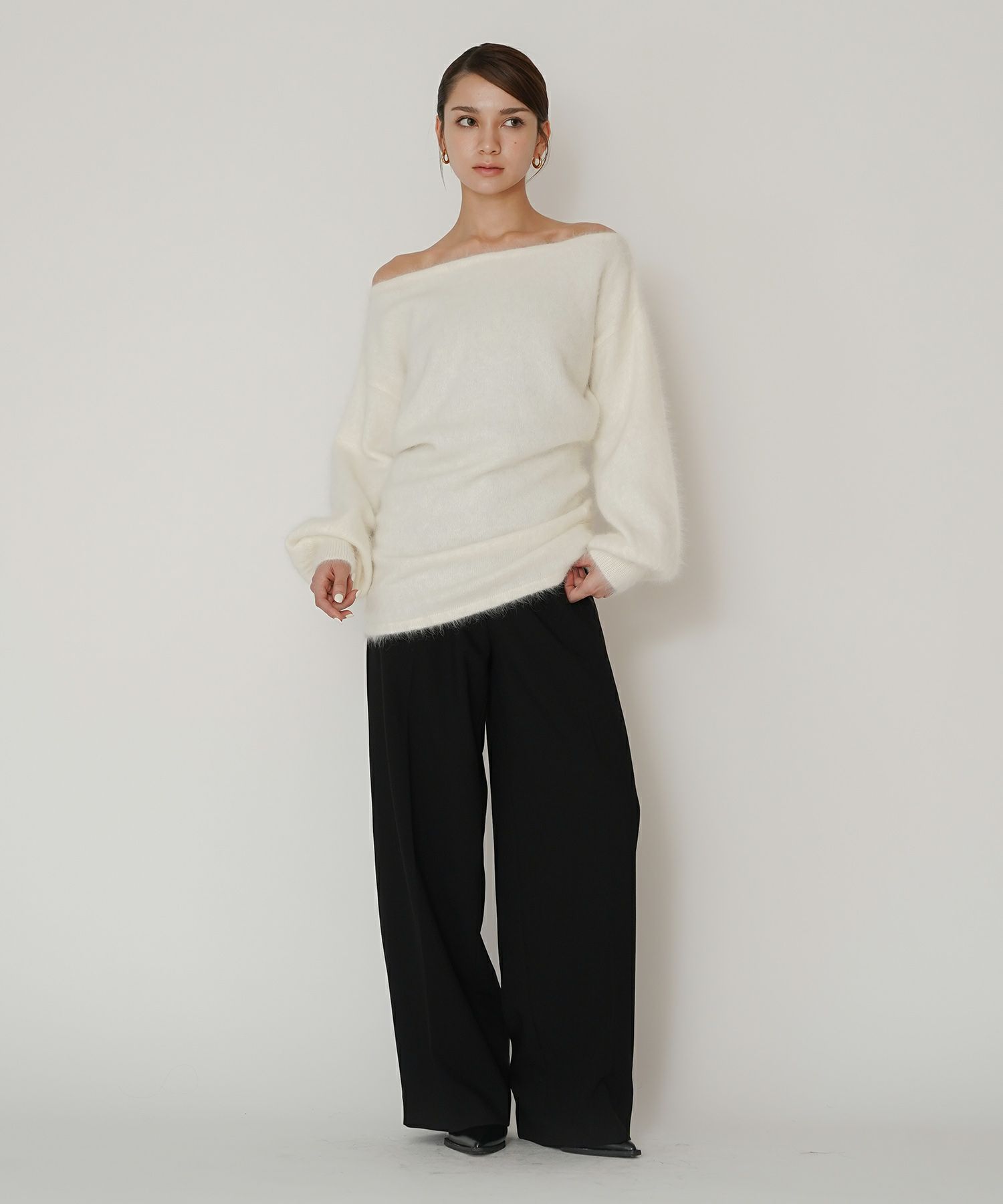 アンゴラ ファー オフショル ミニ ワンピース KINO THE KEI