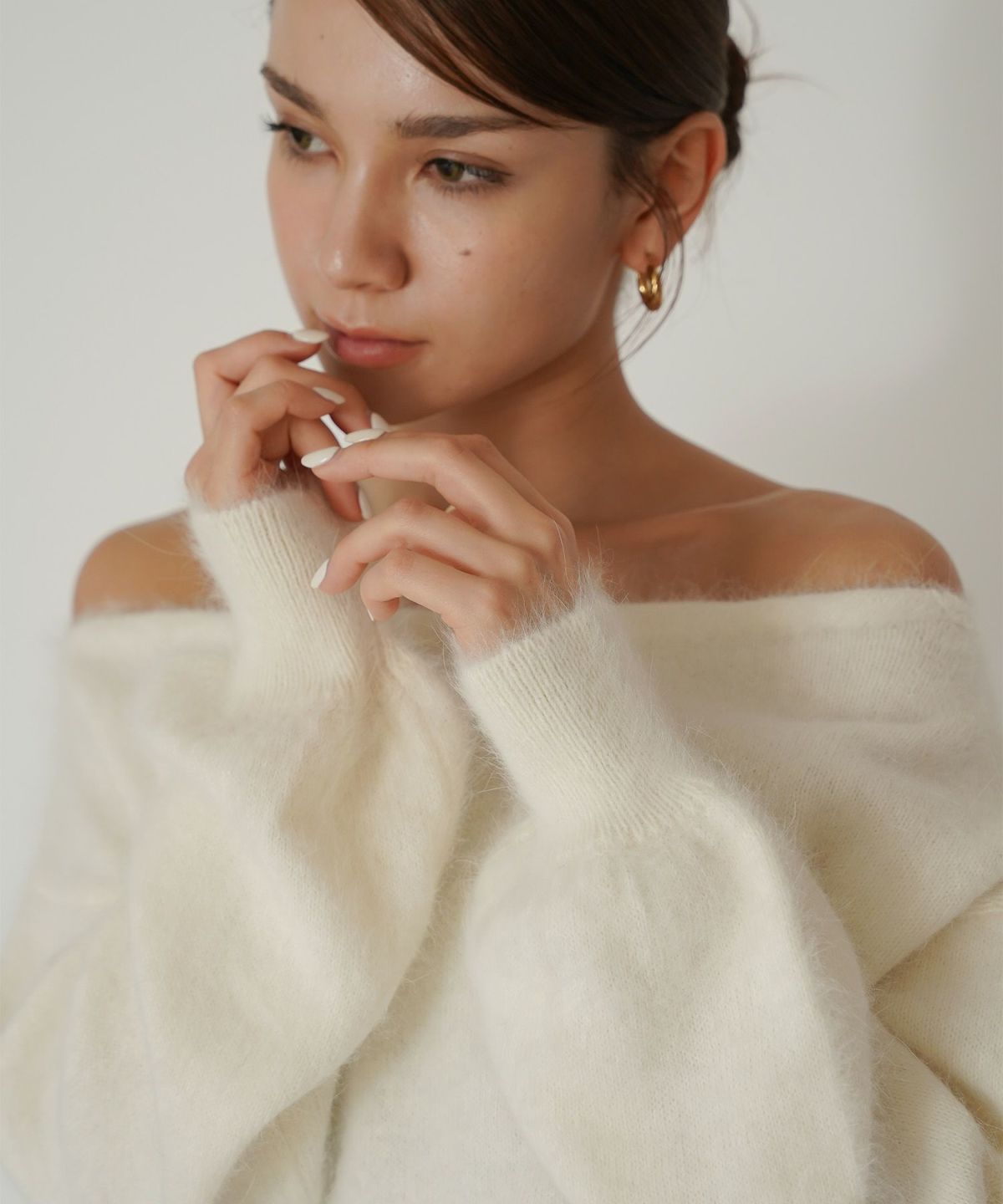 アンゴラ ファー オフショル ミニ ワンピース KINO THE KEI