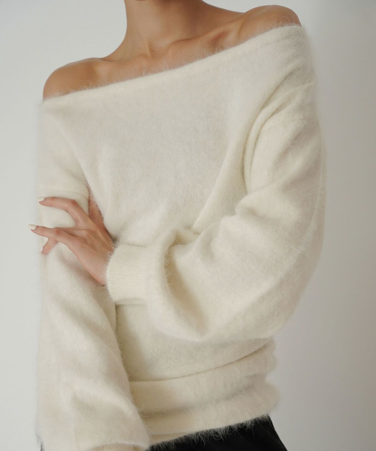 アンゴラ ファー オフショル ミニ ワンピース KINO THE KEI