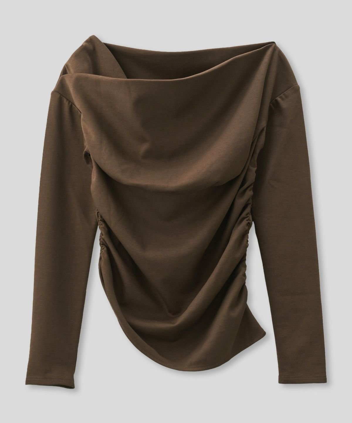 カットソー セットアップ オフショルトップス ドレープ タイトトップス 韓国風 綺麗め 細見え カジュアル KINO THE KEI