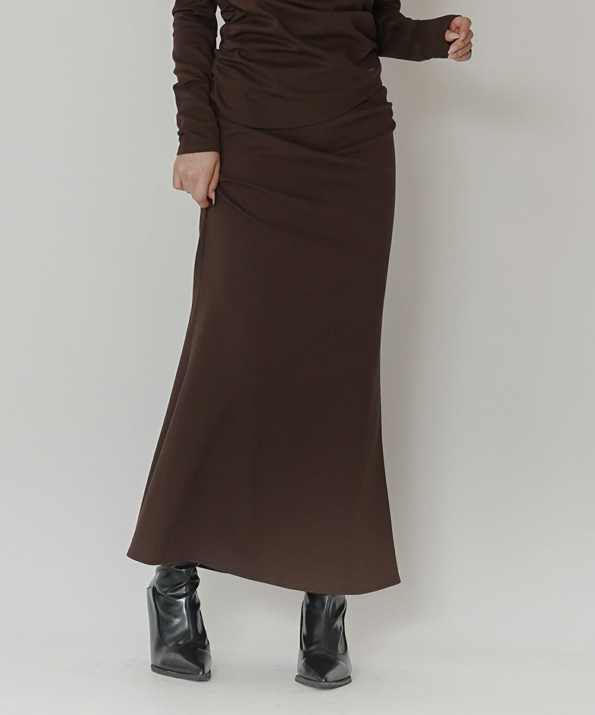 カットソー セットアップ マーメイドスカート ロングスカート ドレープ タイトスカート 韓国風 綺麗め 細見え カジュアル KINO THE KEI