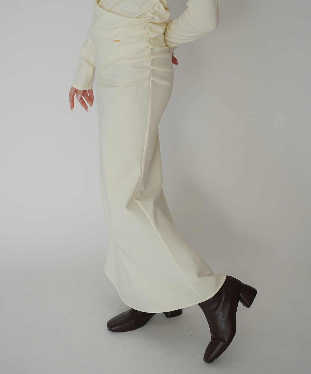 カットソー セットアップ マーメイドスカート ロングスカート ドレープ タイトスカート 韓国風 綺麗め 細見え カジュアル KINO THE KEI