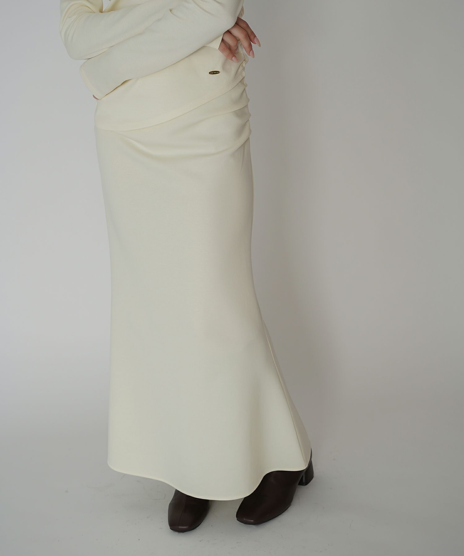 カットソー セットアップ マーメイドスカート ロングスカート ドレープ タイトスカート 韓国風 綺麗め 細見え カジュアル KINO THE KEI