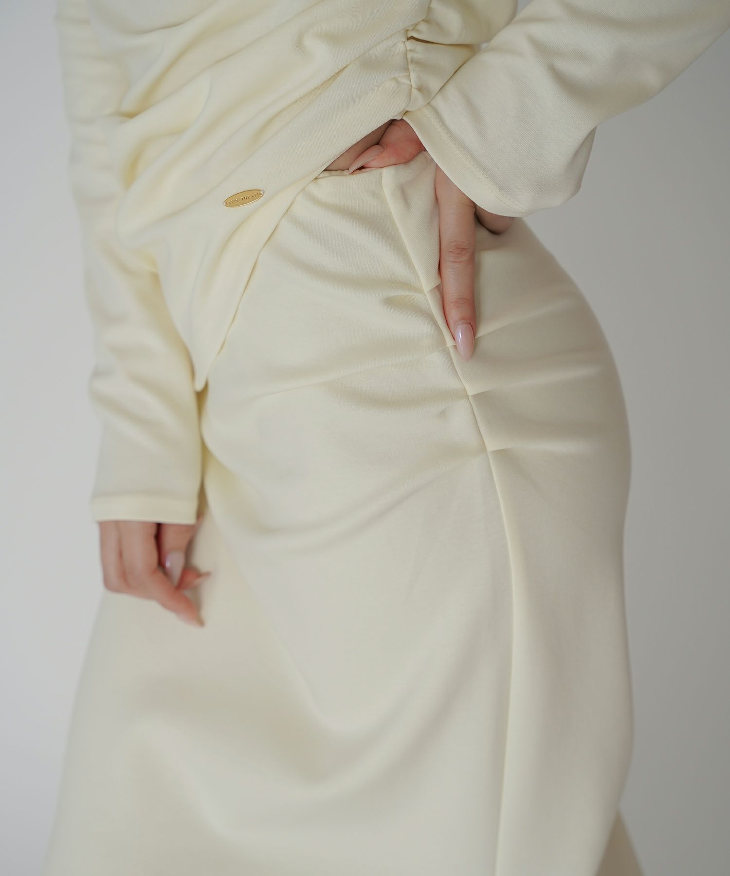 カットソー セットアップ マーメイドスカート ロングスカート ドレープ タイトスカート 韓国風 綺麗め 細見え カジュアル KINO THE KEI