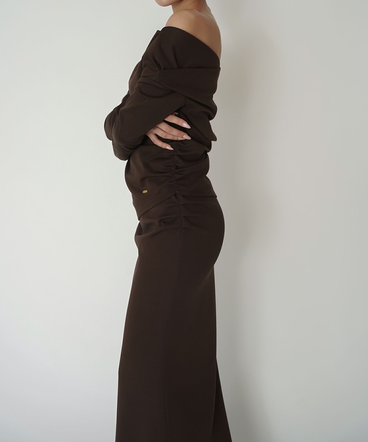 カットソー セットアップ マーメイドスカート ロングスカート ドレープ タイトスカート 韓国風 綺麗め 細見え カジュアル KINO THE KEI