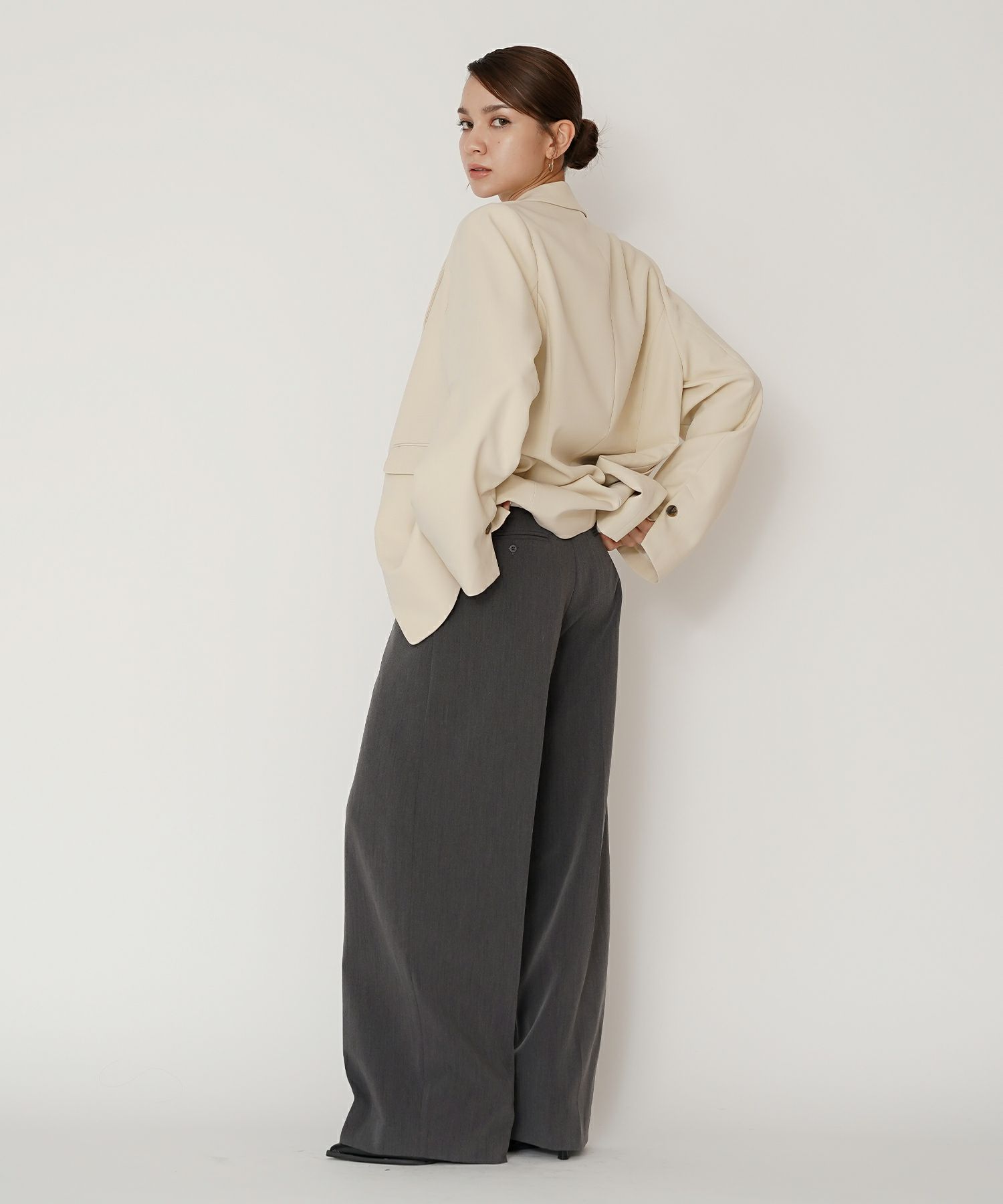 オフィス スラックス ワイドパンツ セミワイド フォーマル 万能 感動 着回し 韓国風 綺麗め 細見え カジュアル KINO THE KEI