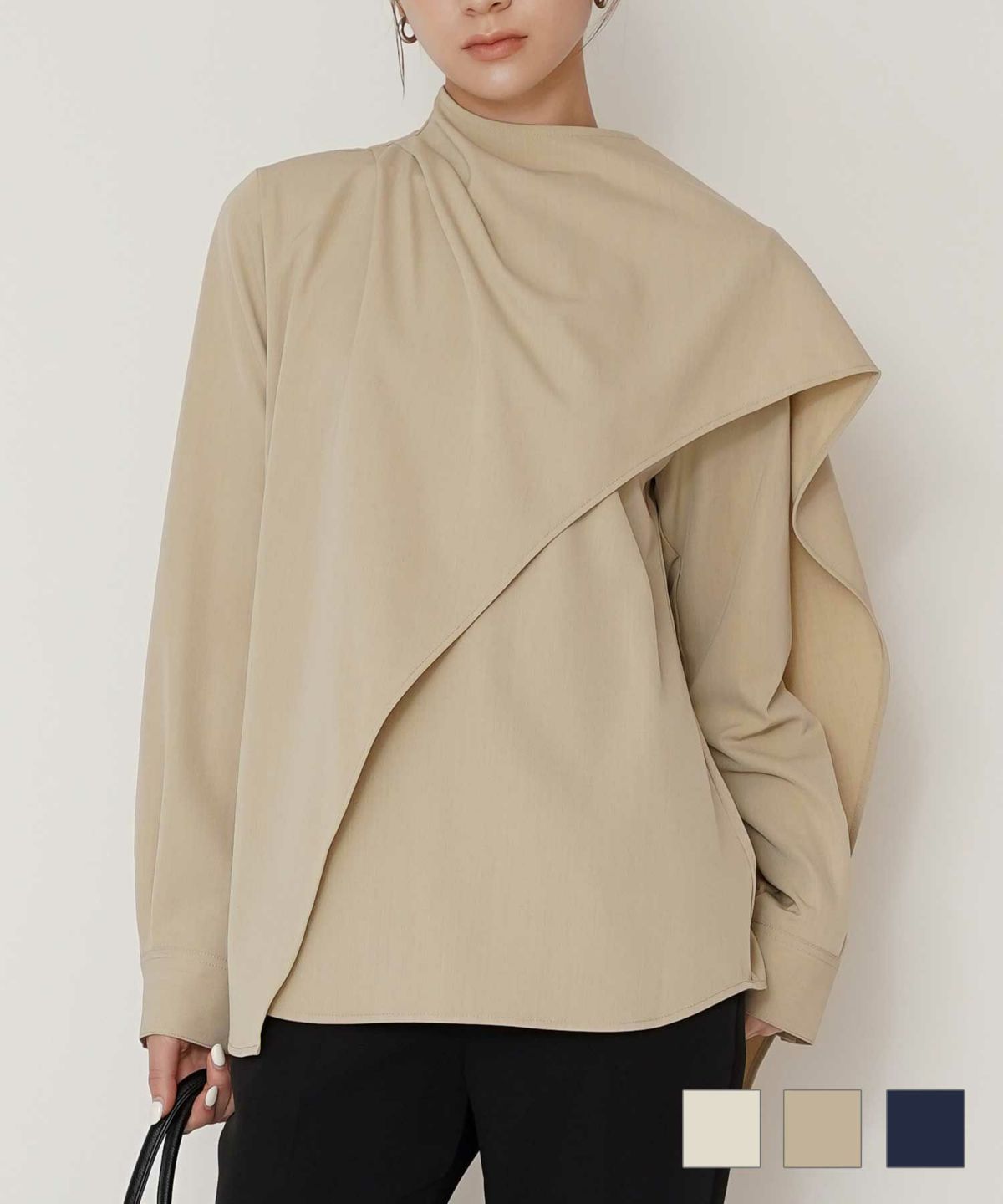 ドレープネック ケープタイ ブラウス KINO THE KEI