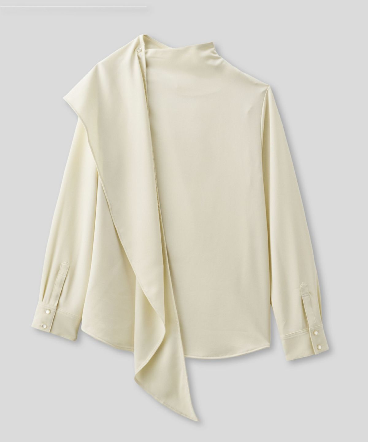 フレアシルエット お仕事 オフィス ディナー フォーマル ドレープ モード 変形シャツ  韓国風 綺麗め 細見え カジュアル KINO THE KEI