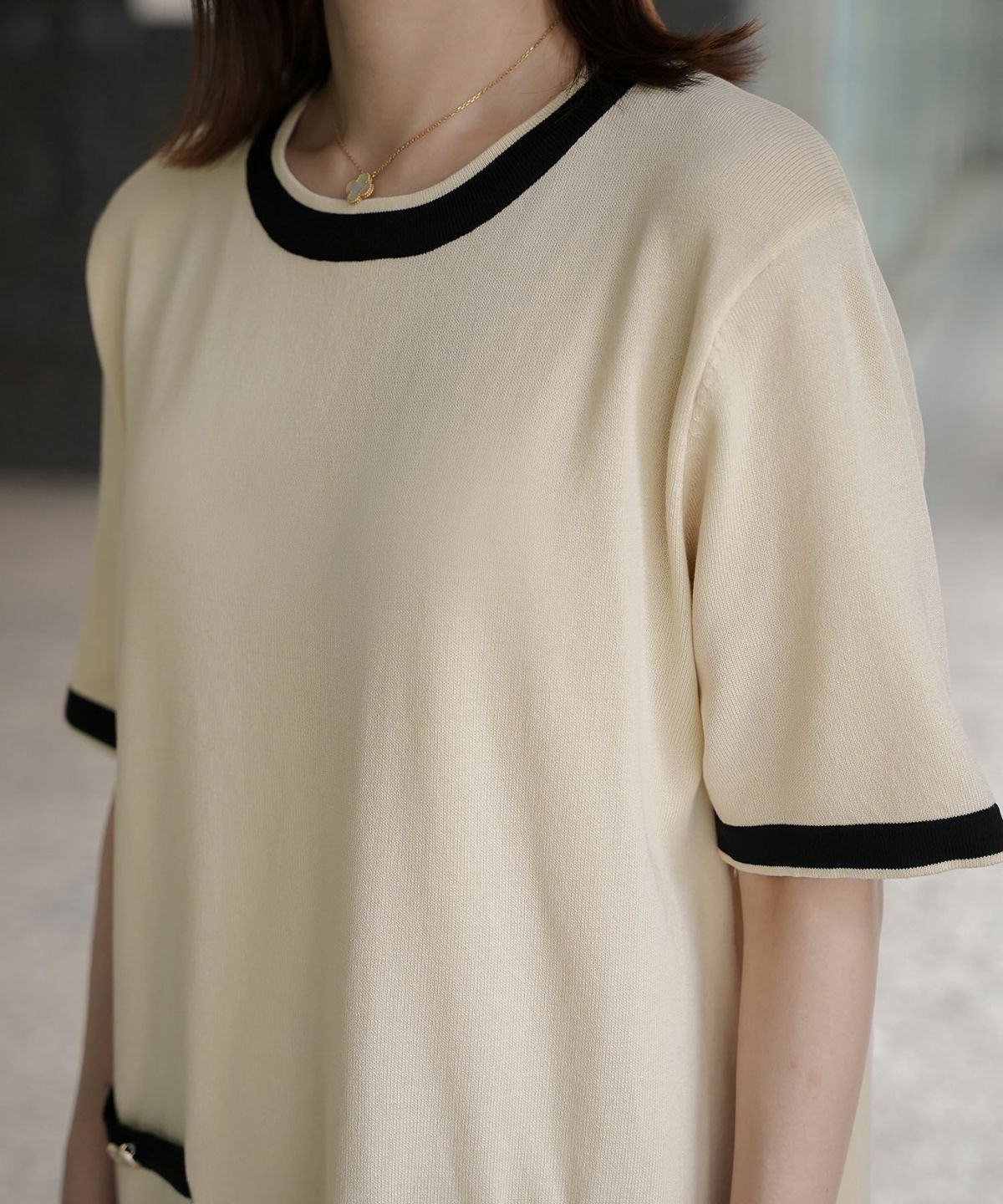 レディース サマーニット バイカラー きれいめ 上品 洗える ジョイントスペース