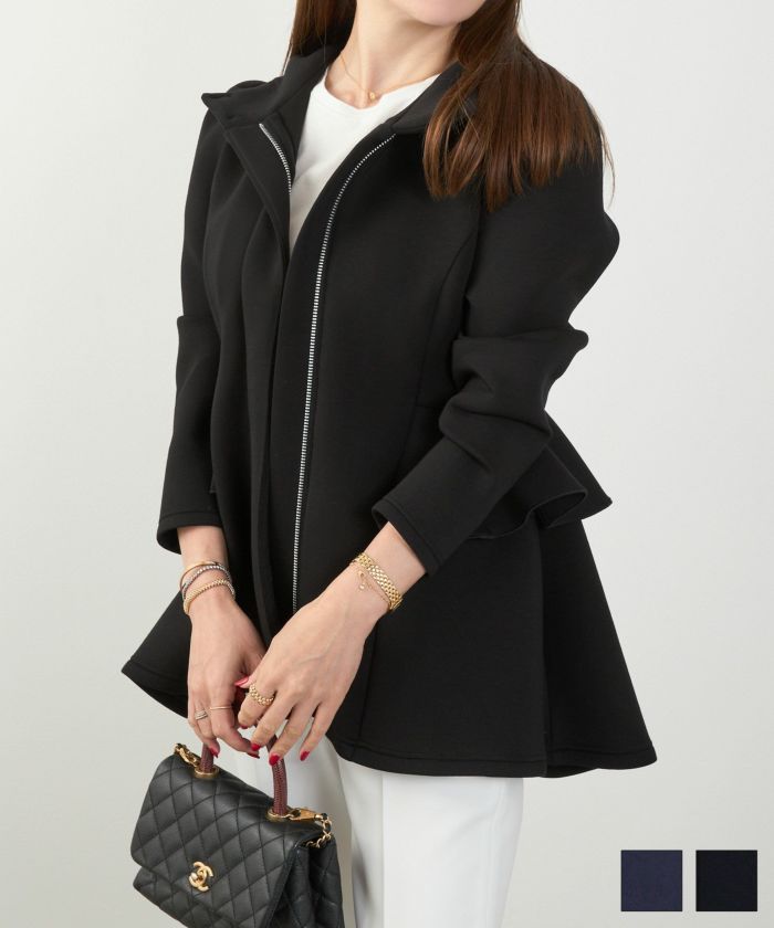 ダンボールニット フード付き フリル ジャケット Liala×PG