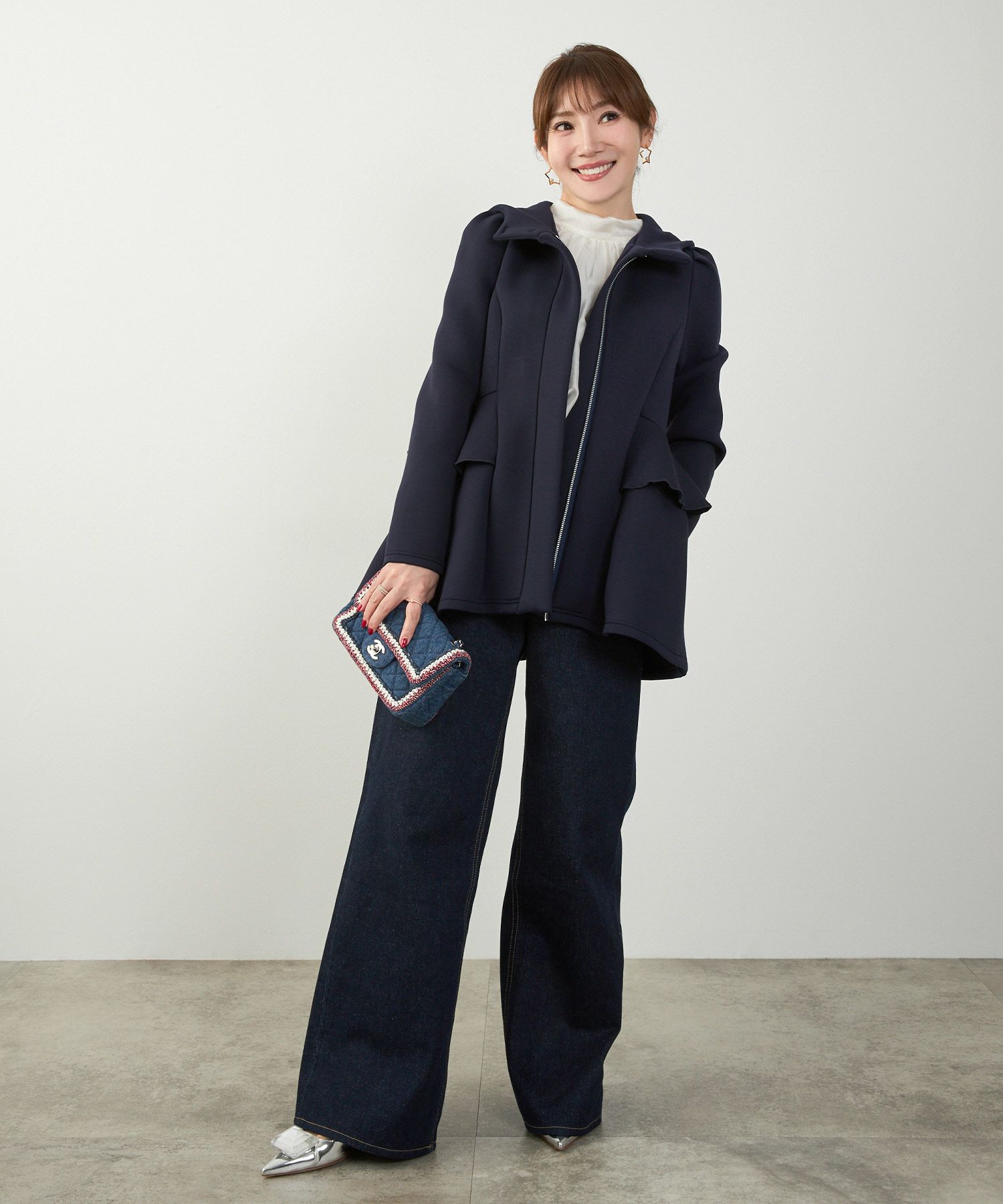 レディース ライトアウター 長袖 大人カジュアル オフィス きれいめ 体型カバー ペプラム スタンドカラー 春 秋 ジョイントスペース