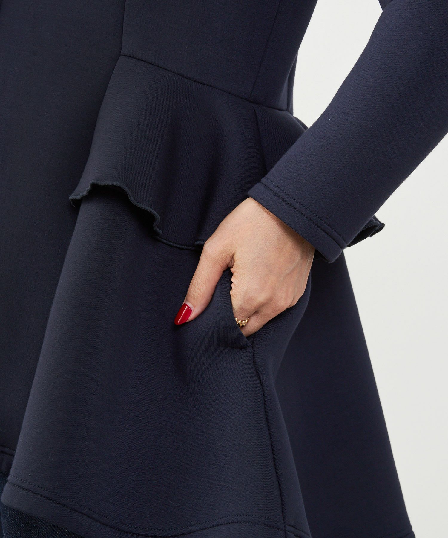 レディース ライトアウター 長袖 大人カジュアル オフィス きれいめ 体型カバー ペプラム スタンドカラー 春 秋 ジョイントスペース