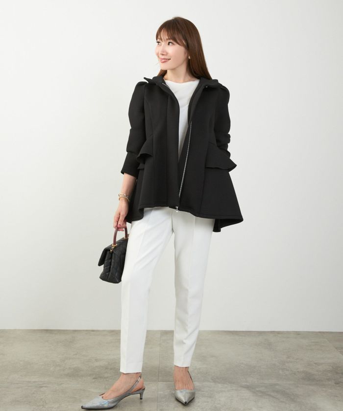 ダンボールニット フード付き フリル ジャケット Liala×PG 全2色