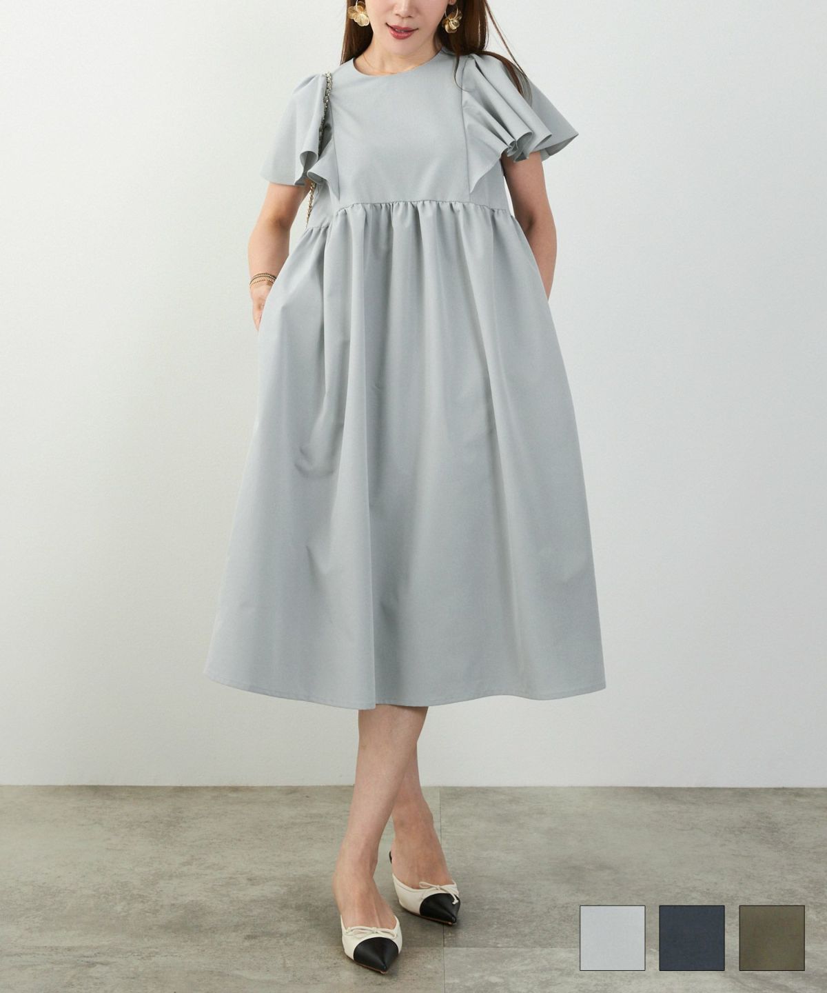 ラッフルスリーブ半袖ワンピースLiala×PG