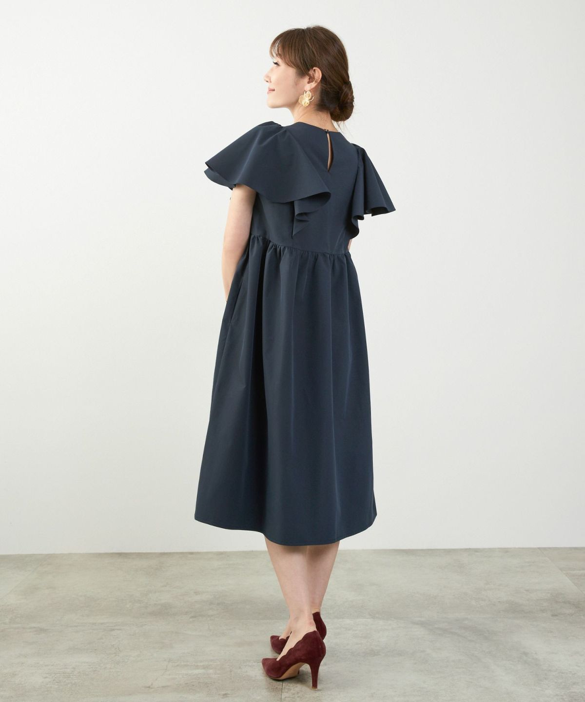 手洗い可かわいい上品きれいめ大人カジュアルシンプル体型カバーハイウエストフレアジョイントスペース