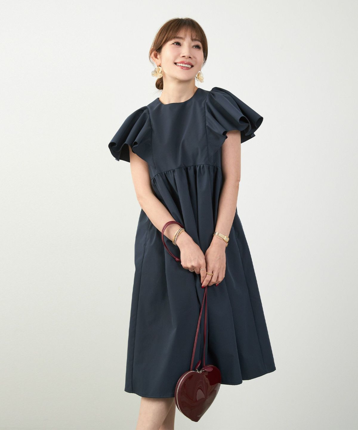 手洗い可かわいい上品きれいめ大人カジュアルシンプル体型カバーハイウエストフレアジョイントスペース