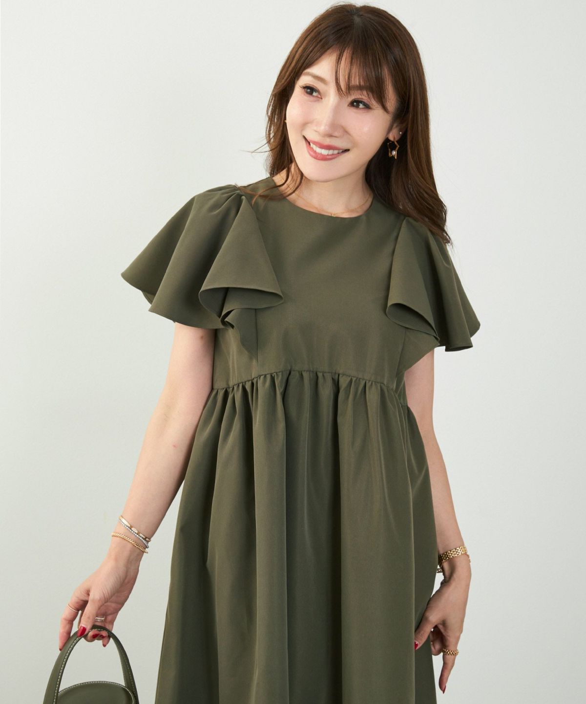 手洗い可かわいい上品きれいめ大人カジュアルシンプル体型カバーハイウエストフレアジョイントスペース