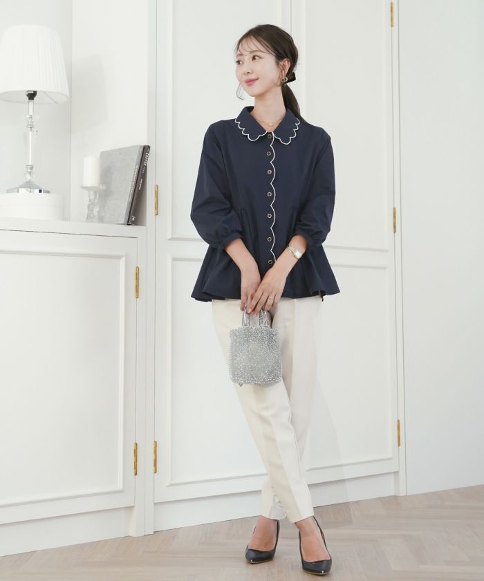 撥水 スカラップ 襟 ブラウス le reve vaniller 全3色｜lvn831-2100【1】