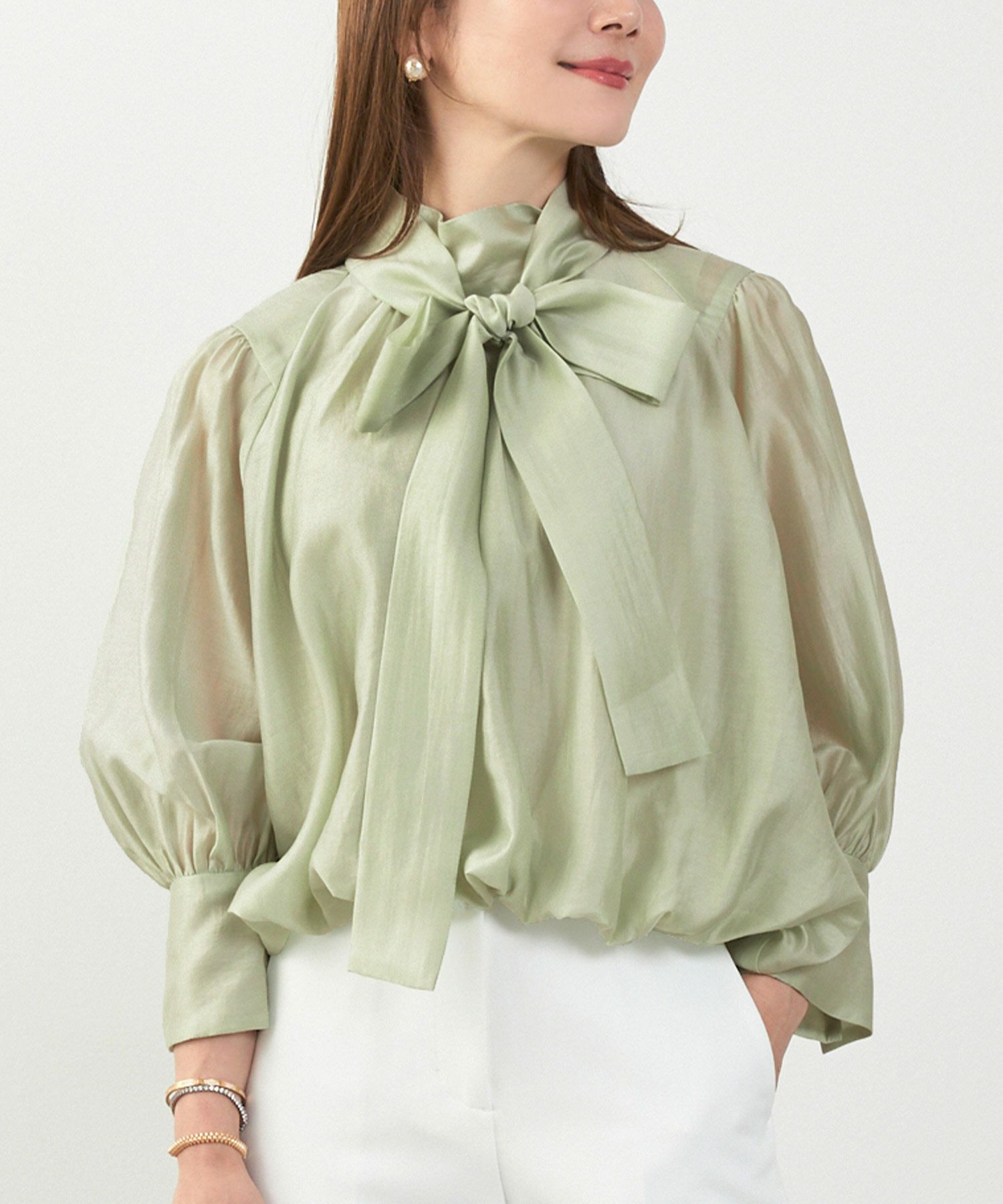 手洗い可 長袖 大人カジュアル オフィス きれいめ フェニミン シアー オールシーズン ジョイントスペース