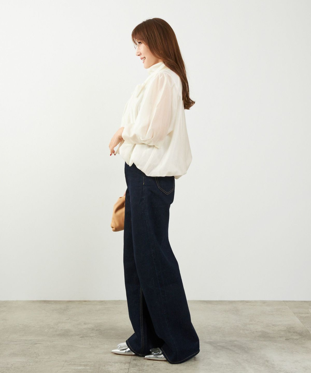 手洗い可 長袖 大人カジュアル オフィス きれいめ フェニミン シアー オールシーズン ジョイントスペース