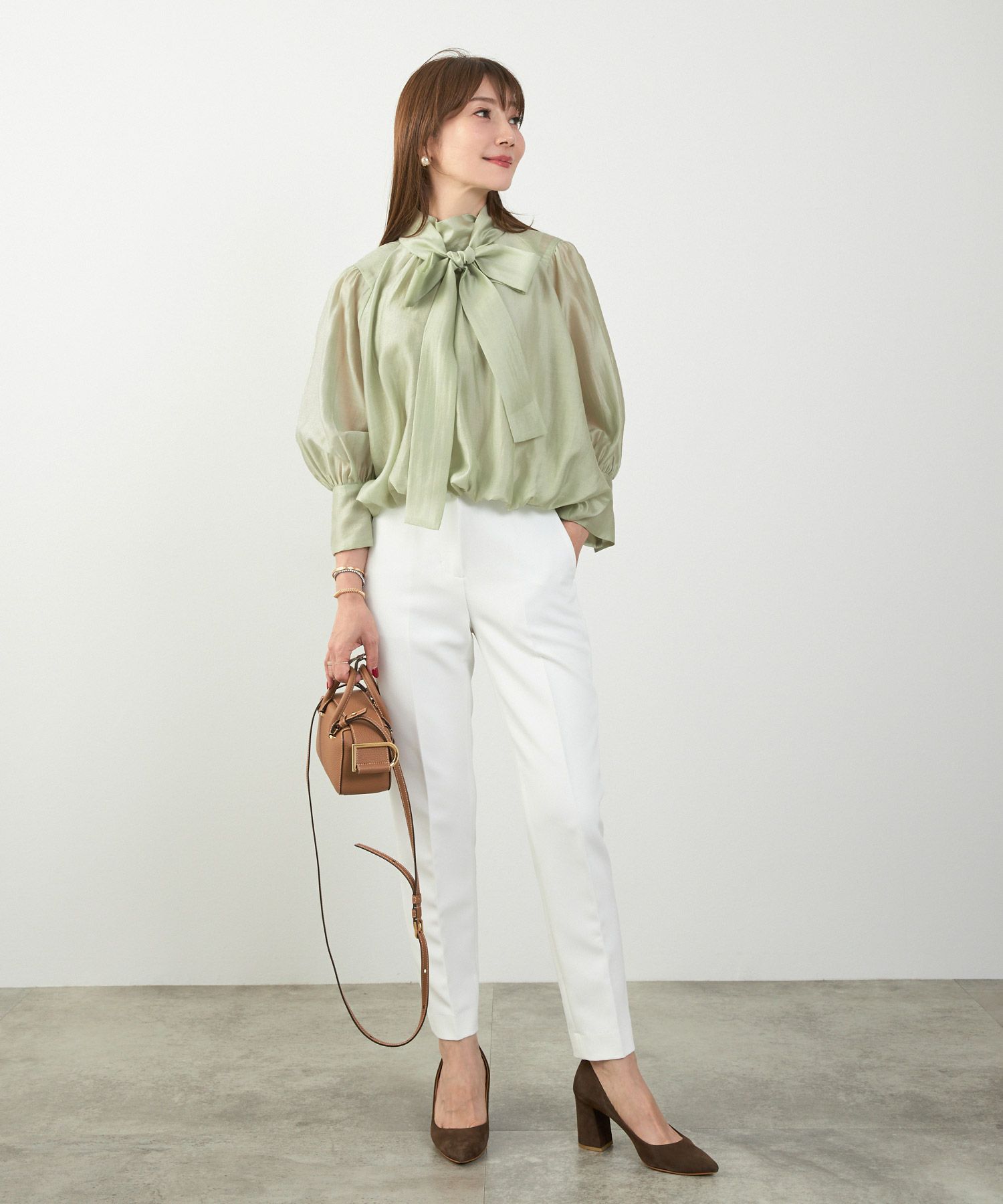 手洗い可 長袖 大人カジュアル オフィス きれいめ フェニミン シアー オールシーズン ジョイントスペース