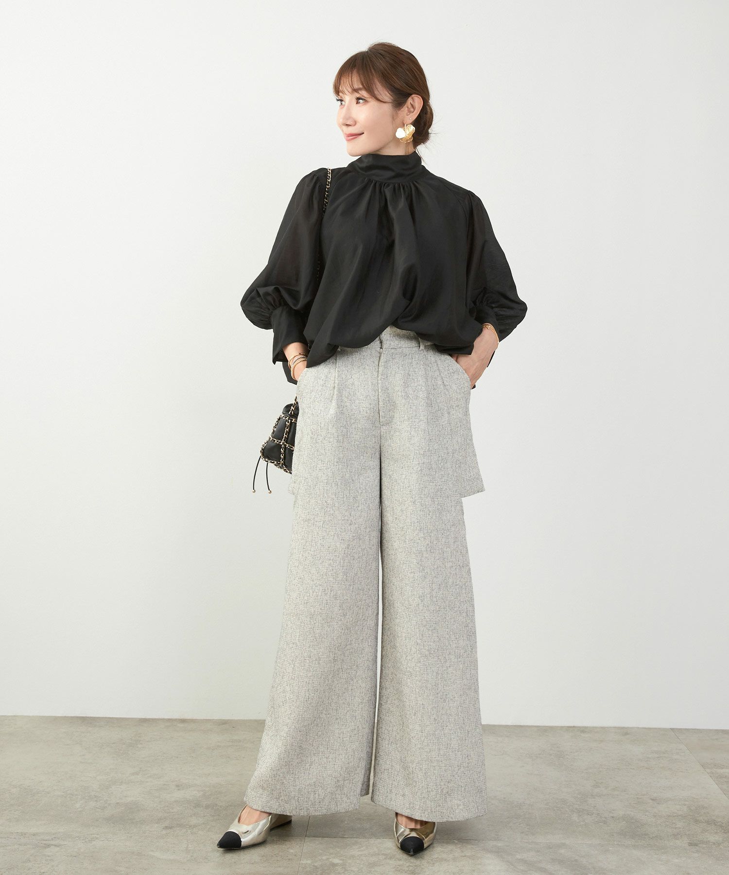 手洗い可 長袖 大人カジュアル オフィス きれいめ フェニミン シアー オールシーズン ジョイントスペース