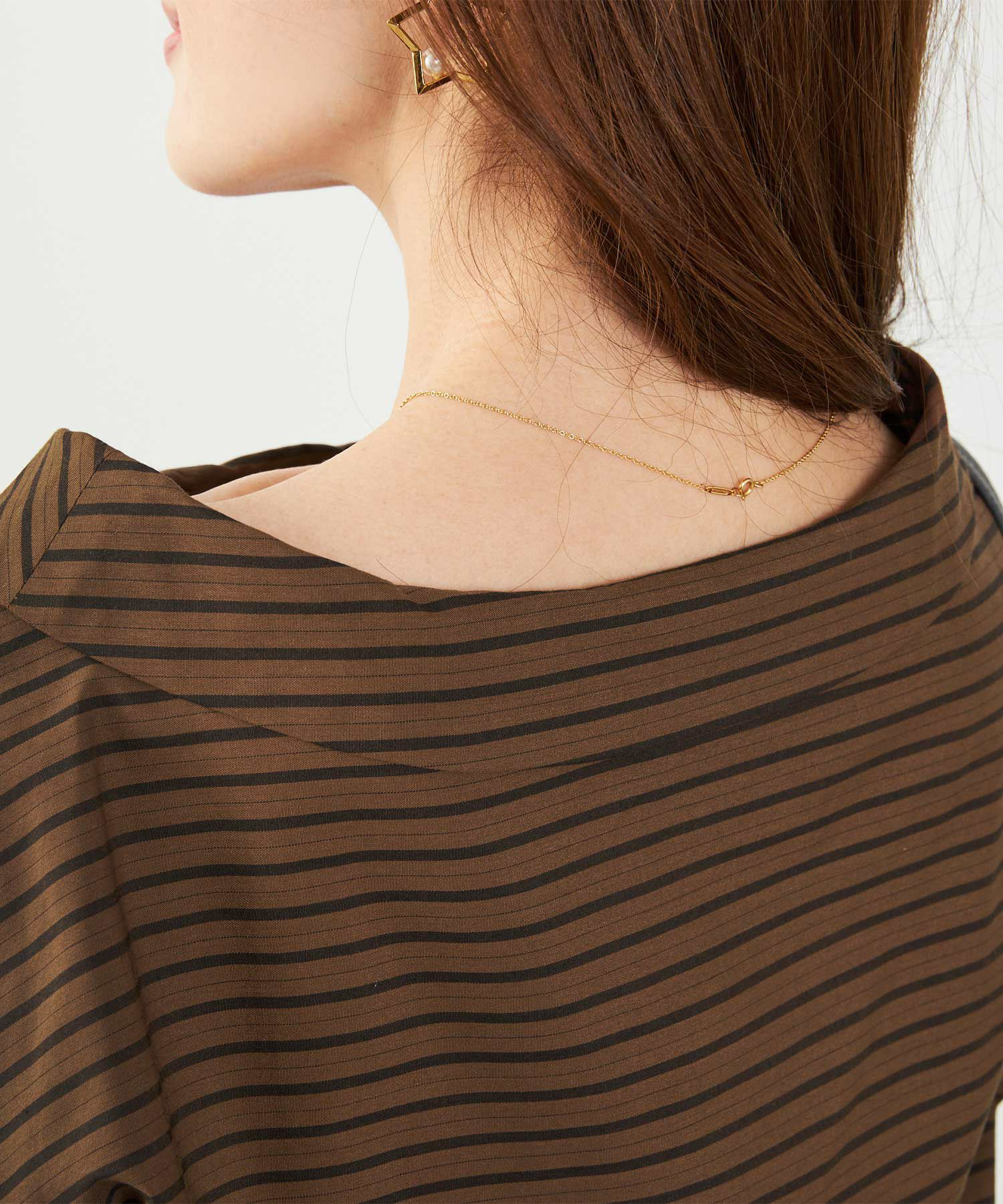 かわいい 上品 きれいめ 大人カジュアル オフィス シンプル 柄 ストライプ バルーン 春 秋 体型カバー ジョイントスペース