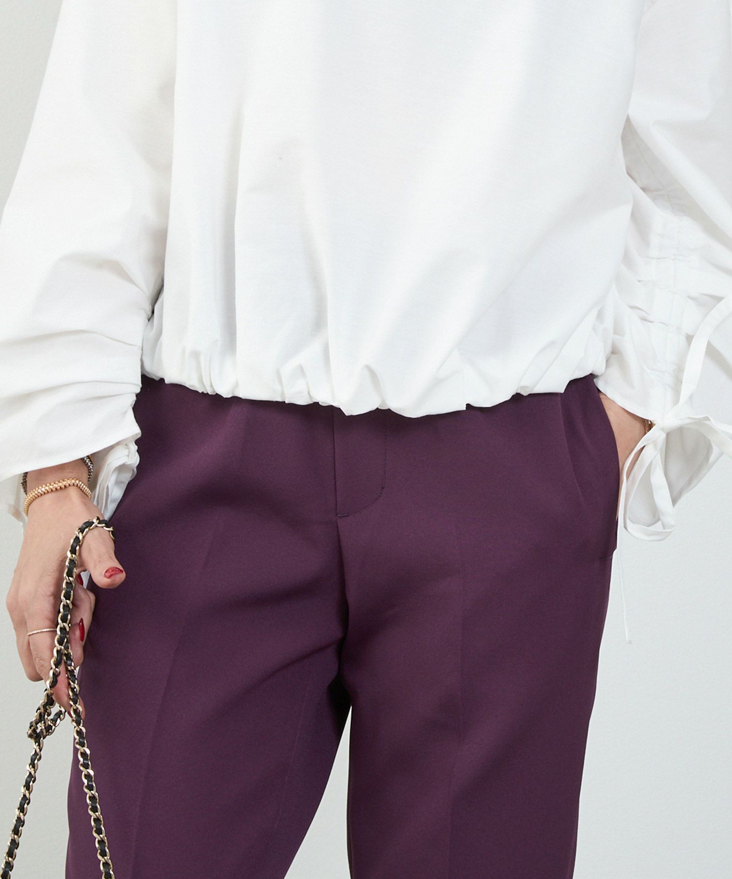 かわいい 上品 きれいめ 大人カジュアル オフィス シンプル 柄 ストライプ バルーン 春 秋 体型カバー ジョイントスペース