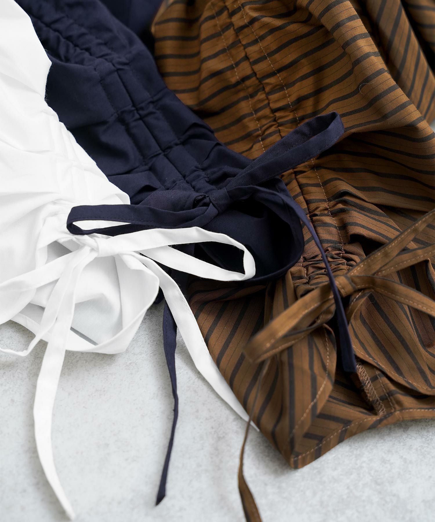 かわいい 上品 きれいめ 大人カジュアル オフィス シンプル 柄 ストライプ バルーン 春 秋 体型カバー ジョイントスペース