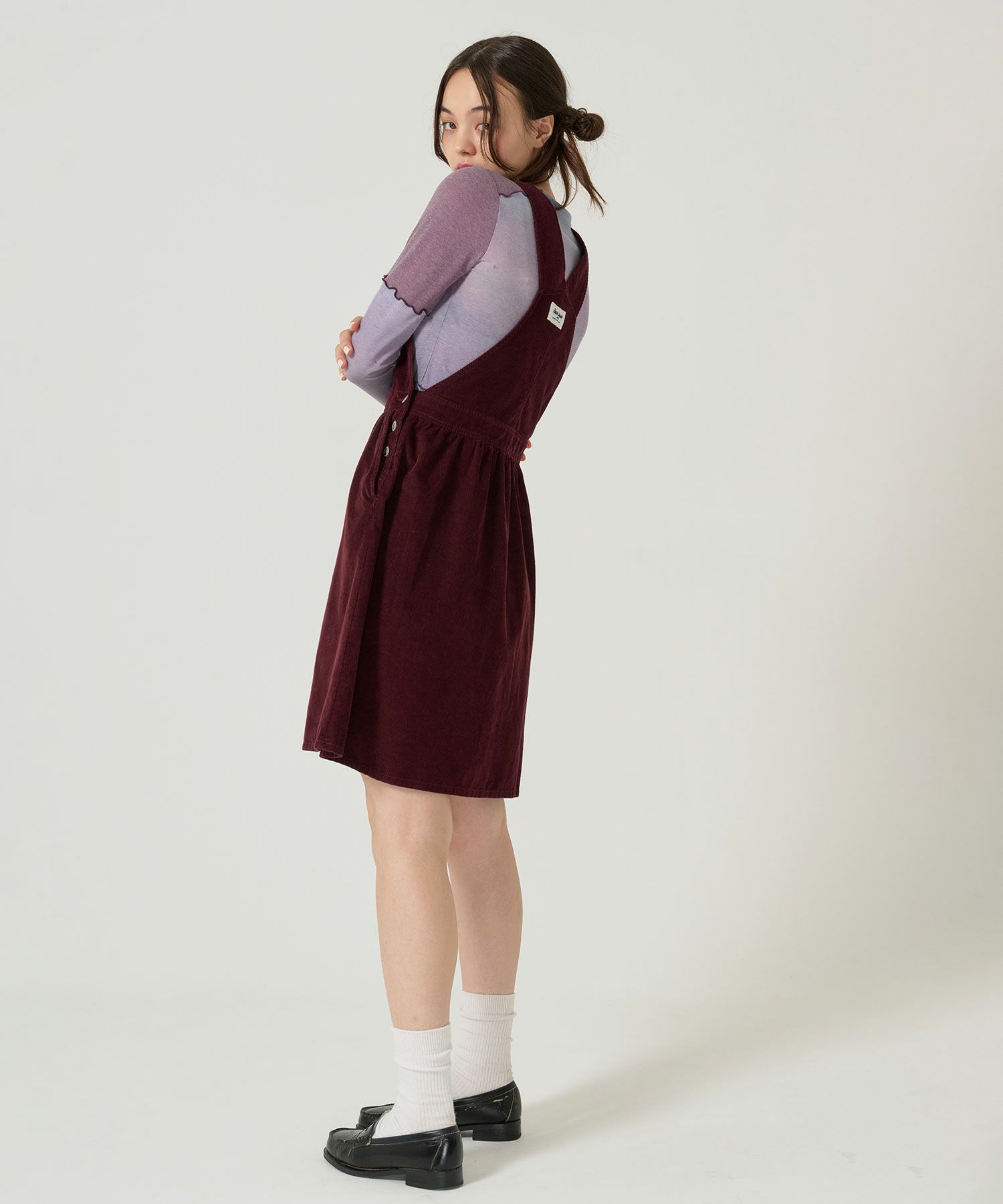 コーデュロイ/ サロペ/ワンピース/ボルドー