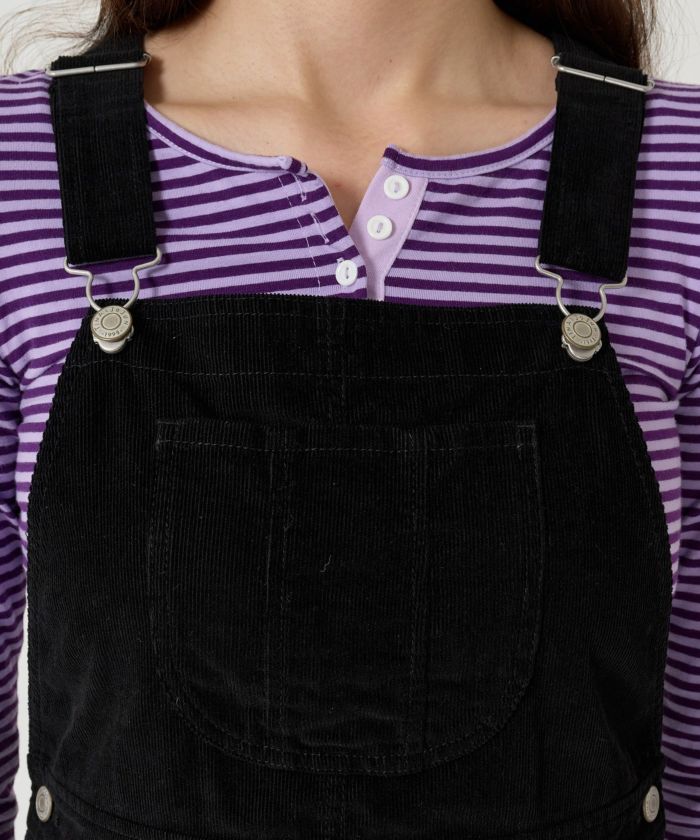 コーデュロイ/ サロペ/ワンピース/ブラック