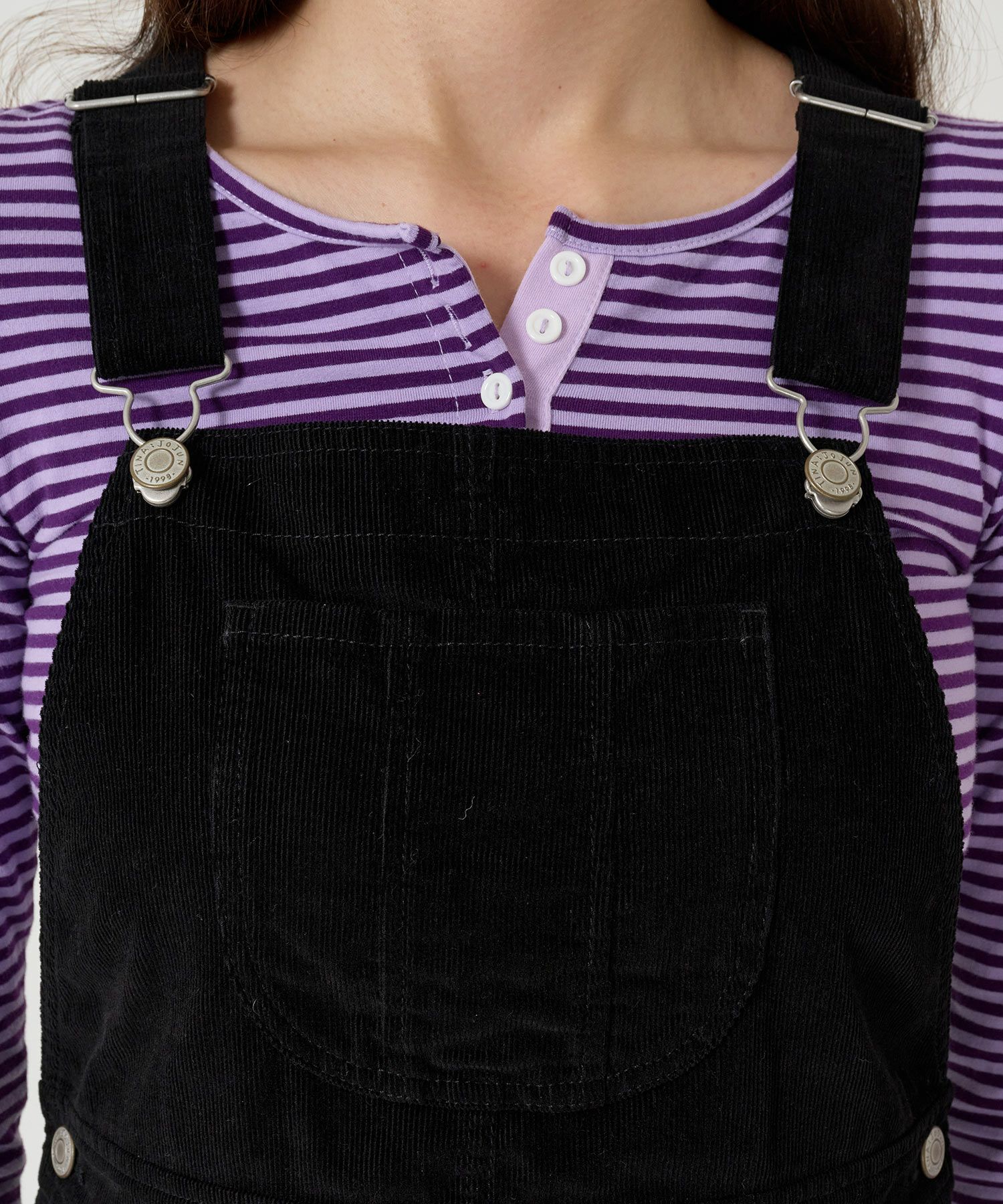 コーデュロイ/ サロペ/ワンピース/ブラック