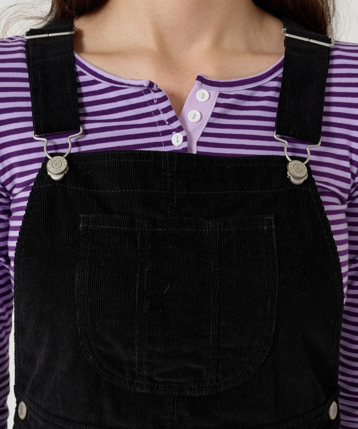 コーデュロイ/ サロペ/ワンピース/ブラック