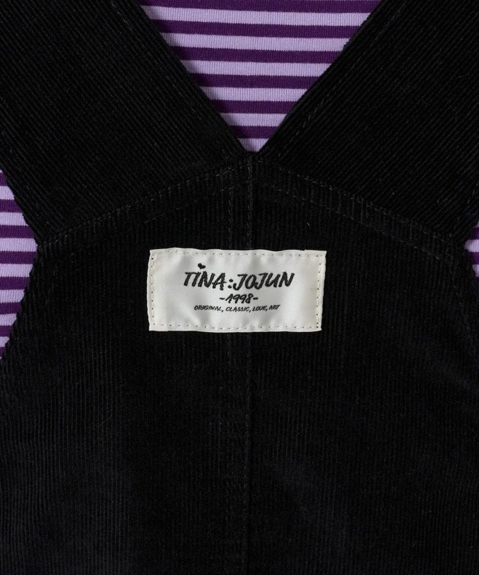 コーデュロイ/ サロペ/ワンピース/ブラック