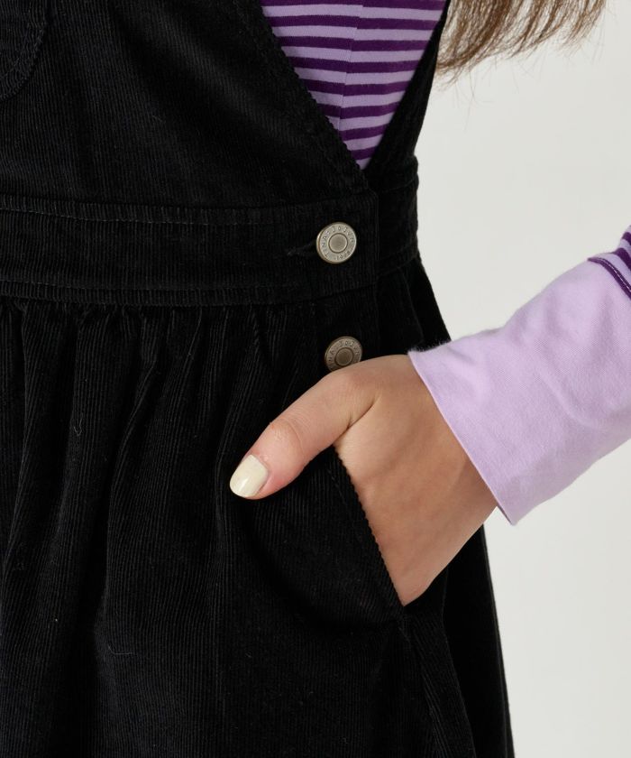 コーデュロイ/ サロペ/ワンピース/ブラック