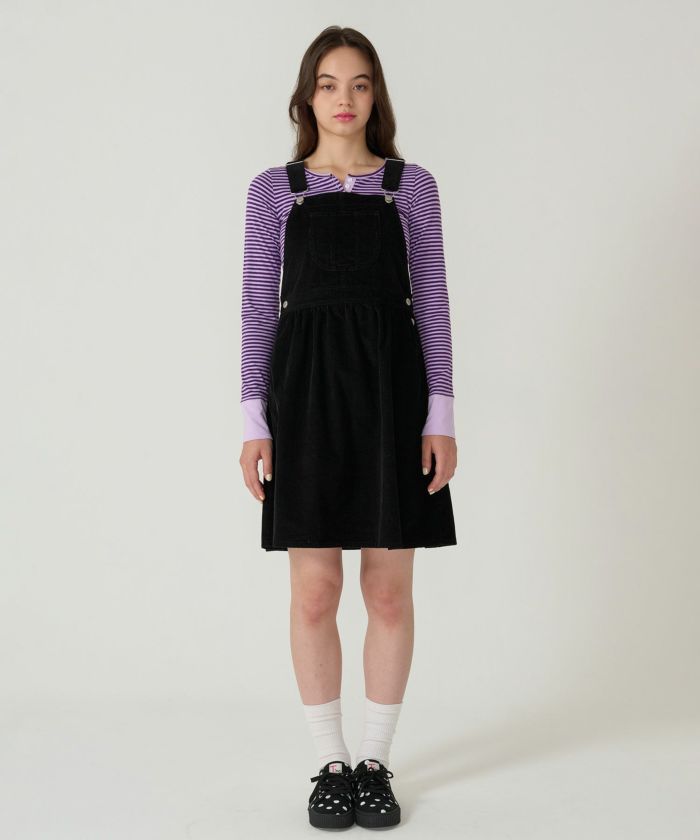 コーデュロイ/ サロペ/ワンピース/ブラック