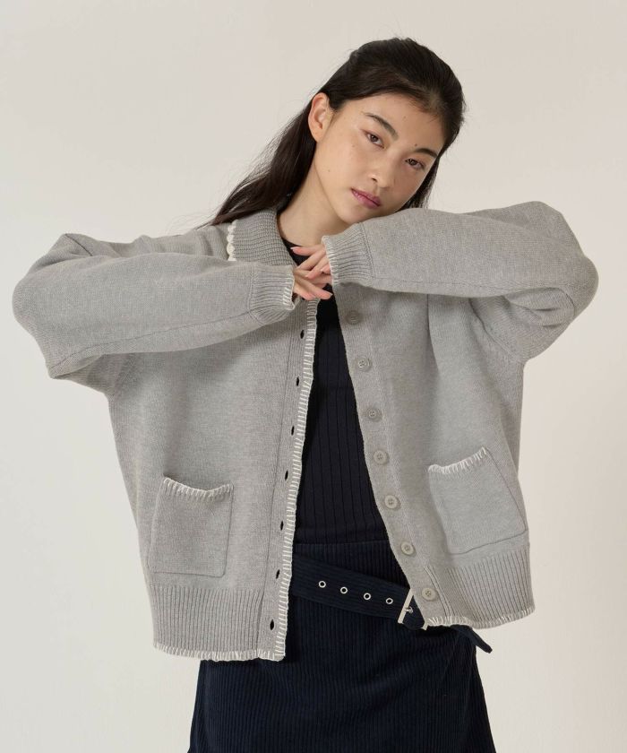  ハンドステッチ/ ニット/ジャケット/アイボリー