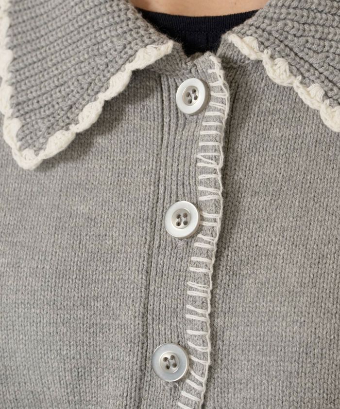  ハンドステッチ/ ニット/ジャケット/アイボリー