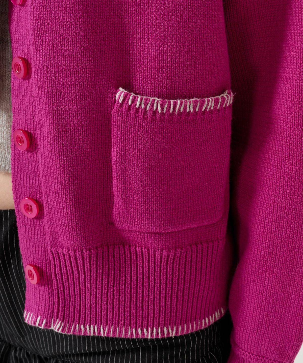  ハンドステッチ/ ニット/ジャケット/プラム