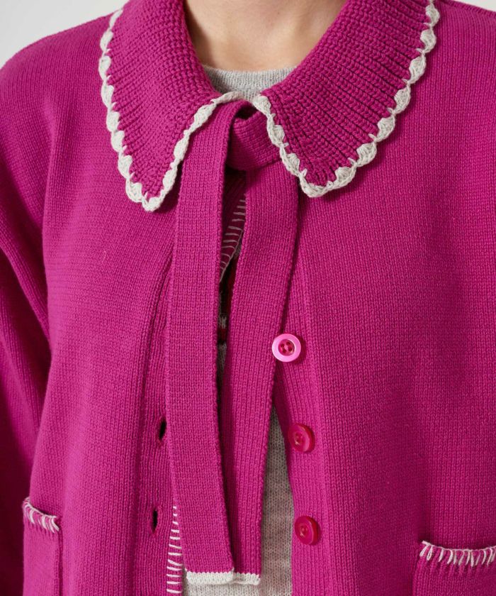 ハンドステッチ/ ニット/ジャケット/アイボリー