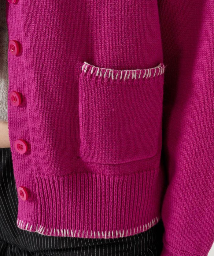 ハンドステッチ/ ニット/ジャケット/アイボリー