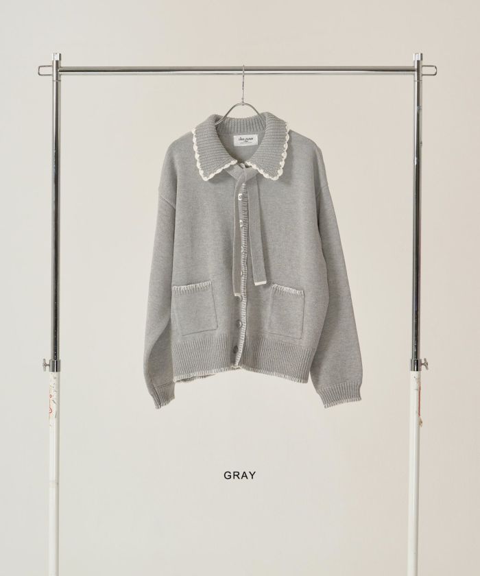 ハンドステッチ/ ニット/ジャケット/アイボリー