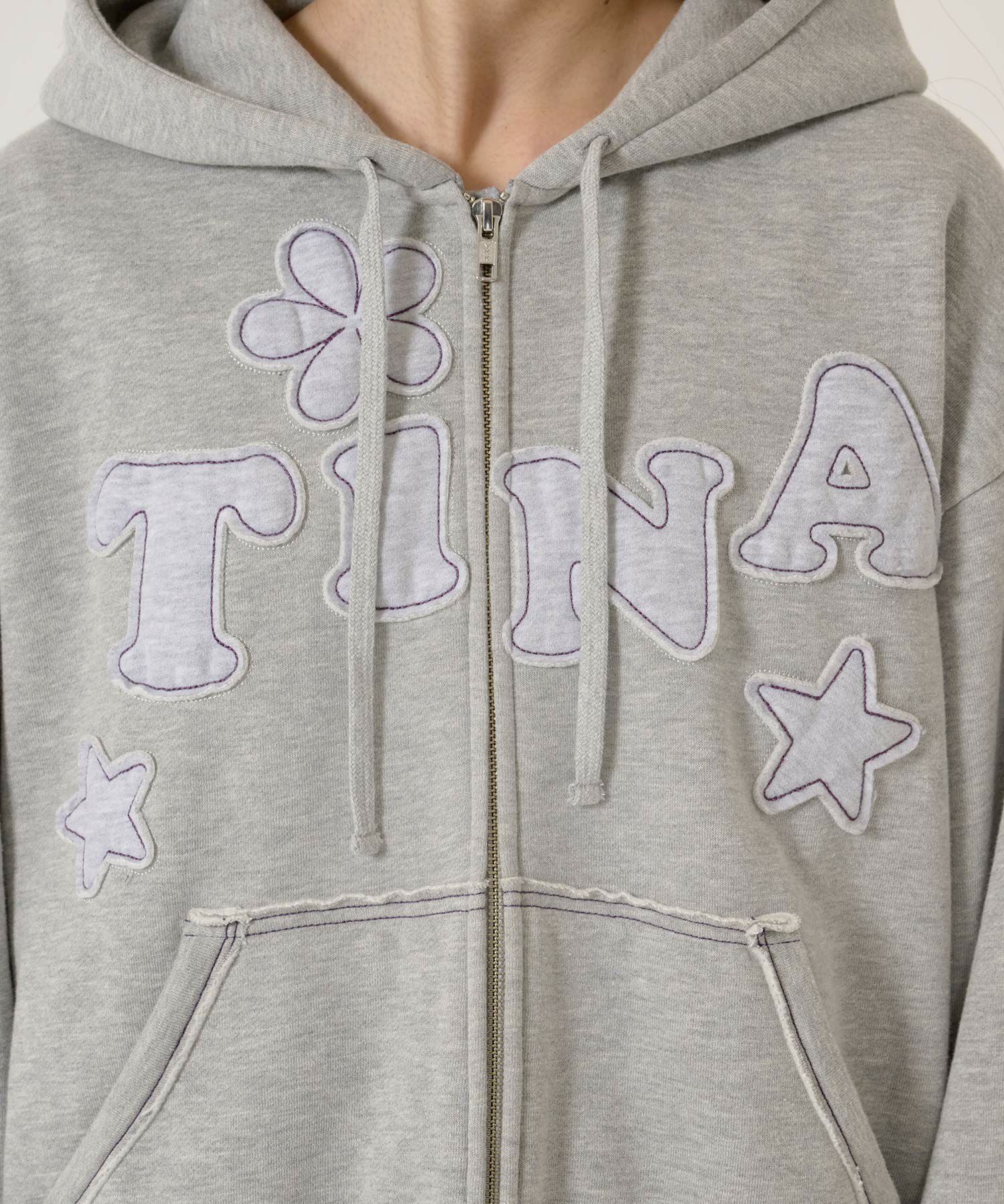 パッチワーク/フーディー/パーカー/ライトブルー