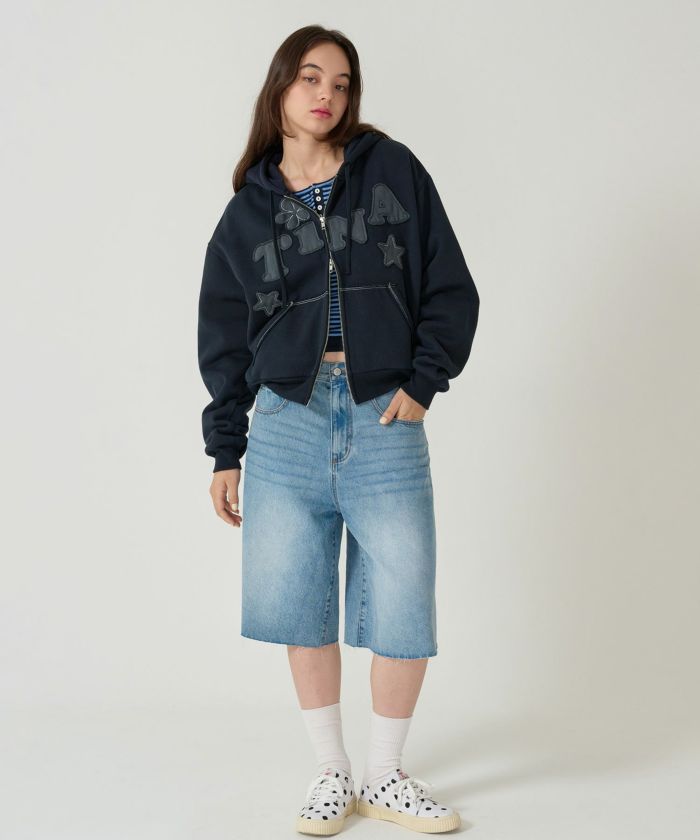 裏起毛 ロゴパッチワーク フーディー TINA：JOJUN 全3色｜tnj531-1133