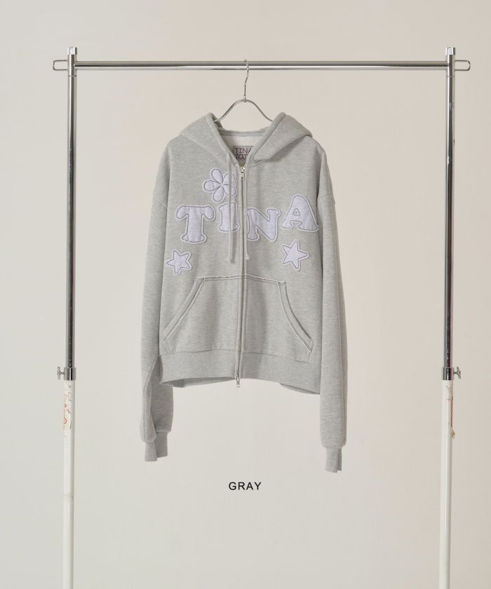 裏起毛 ロゴパッチワーク フーディー TINA：JOJUN 全3色｜tnj531-1133