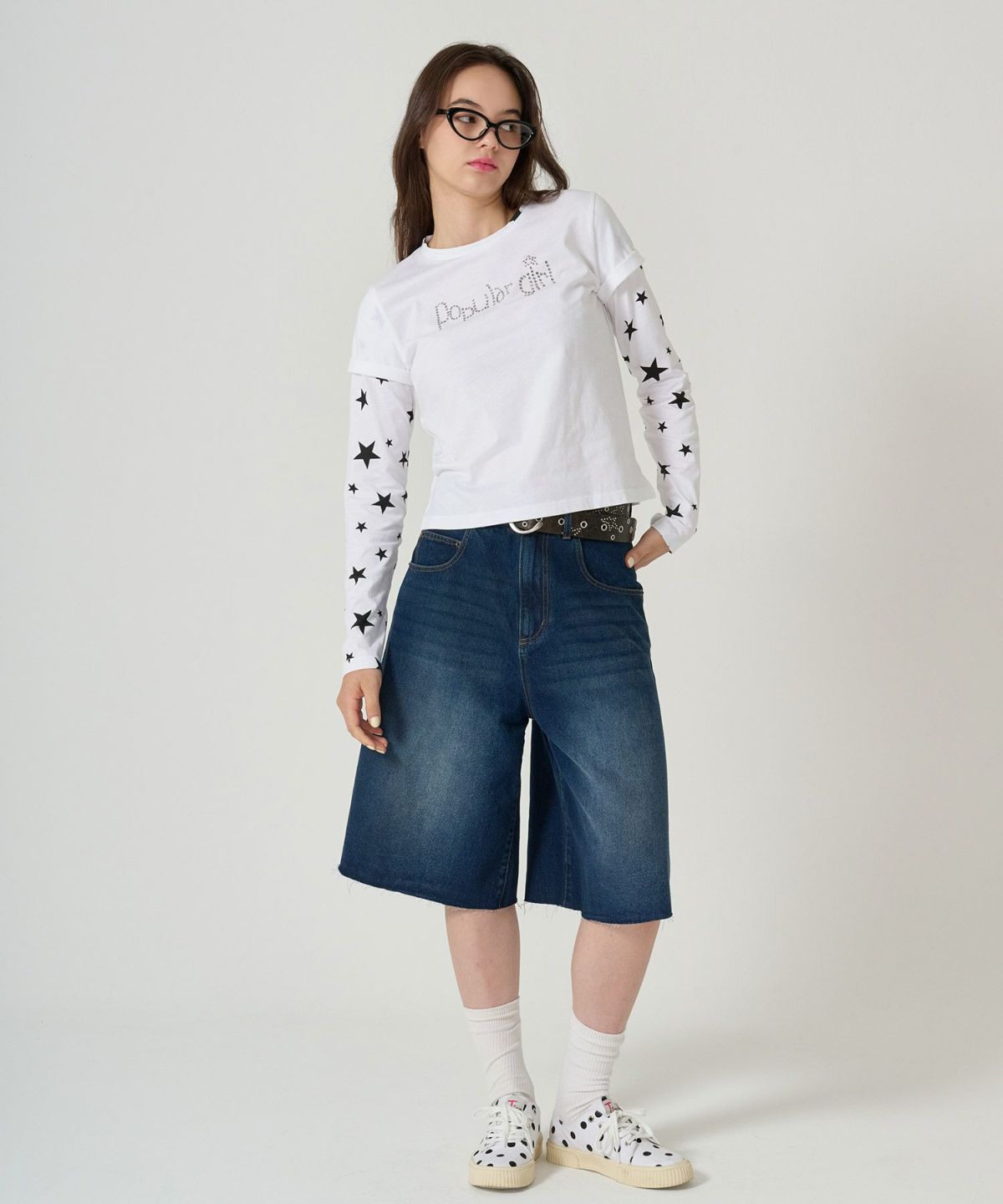 レイヤード /ロンT/スター/ホワイト