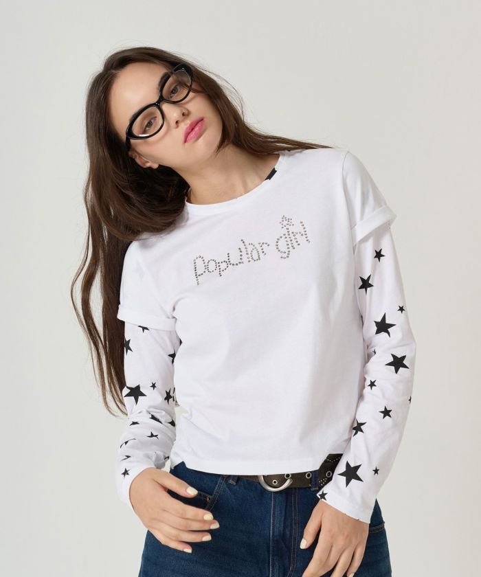 レイヤード /ロンT/スター/ホワイト