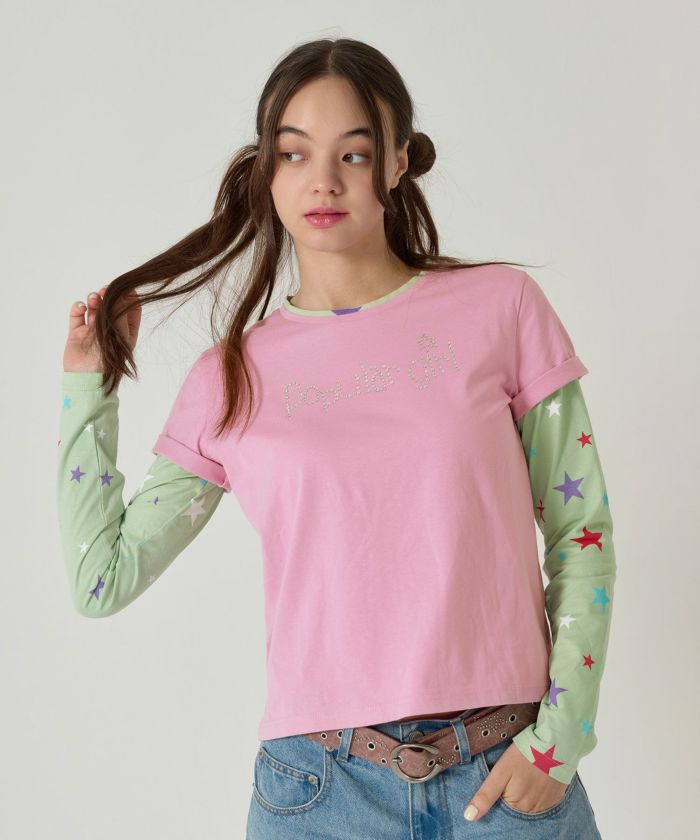 レイヤード /ロンT/スター/ピンク