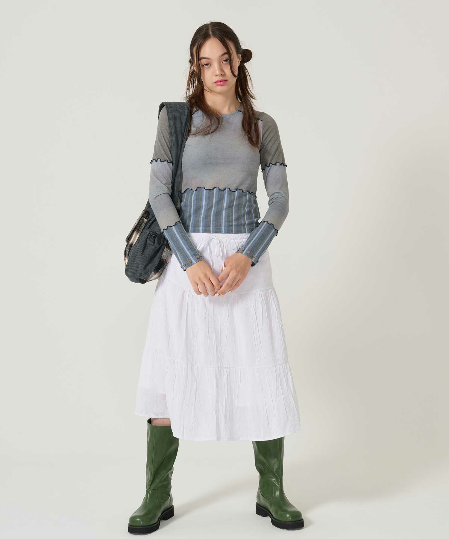 ティアード/ スカート/ミディ丈/ホワイト